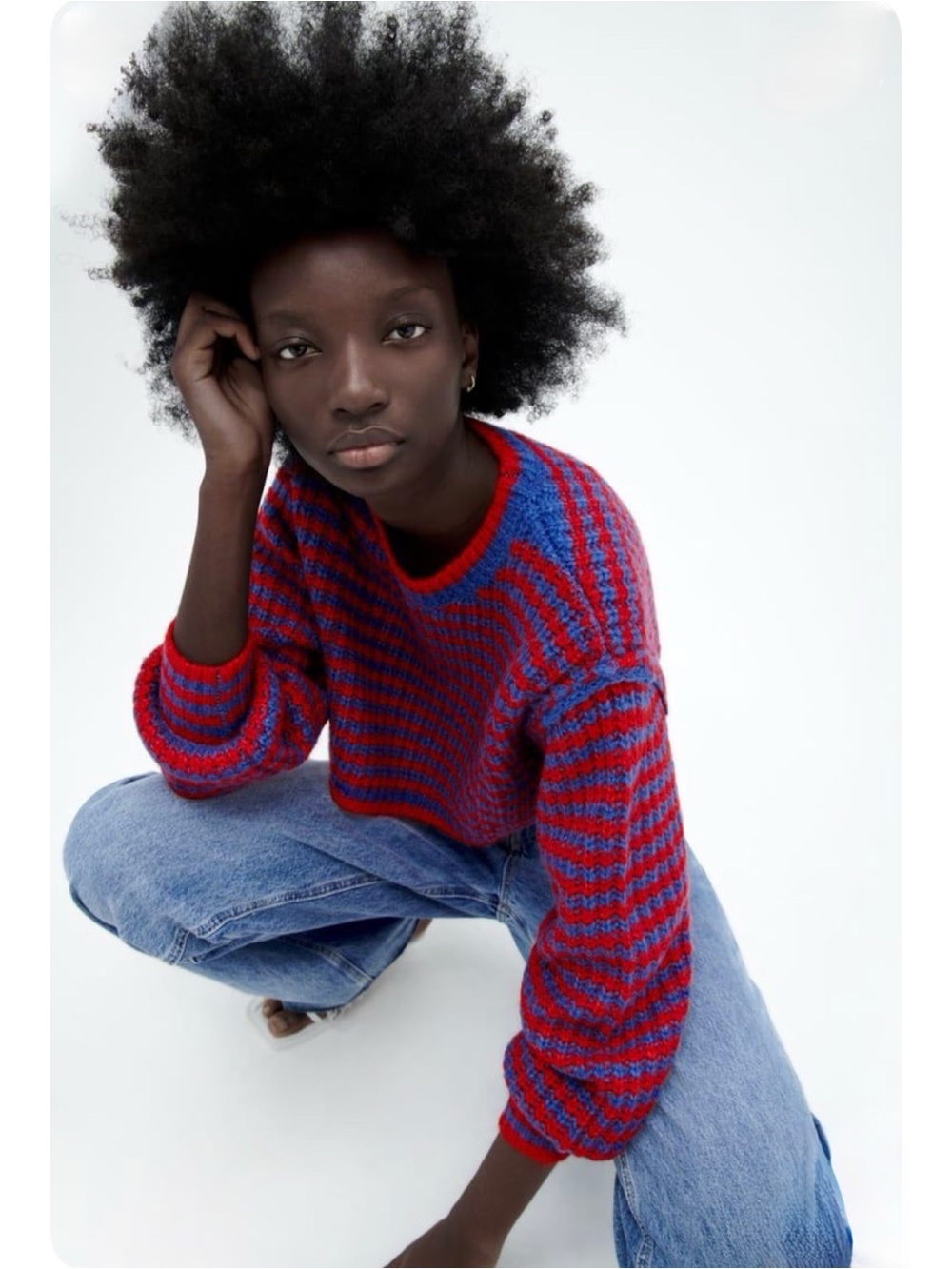 Zara Cropped Striped Chunky Sweater